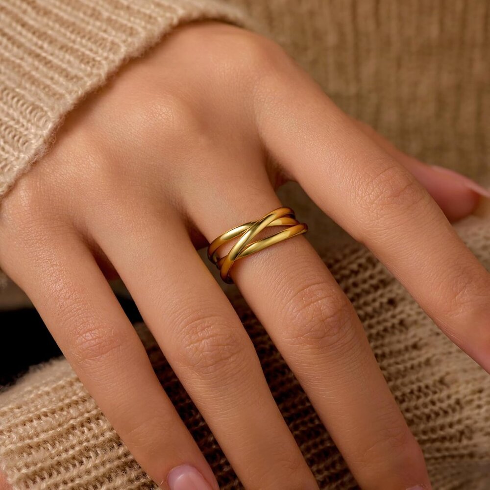 Sterling Silver Gold Plated Interlocking Fidget R… - image 4